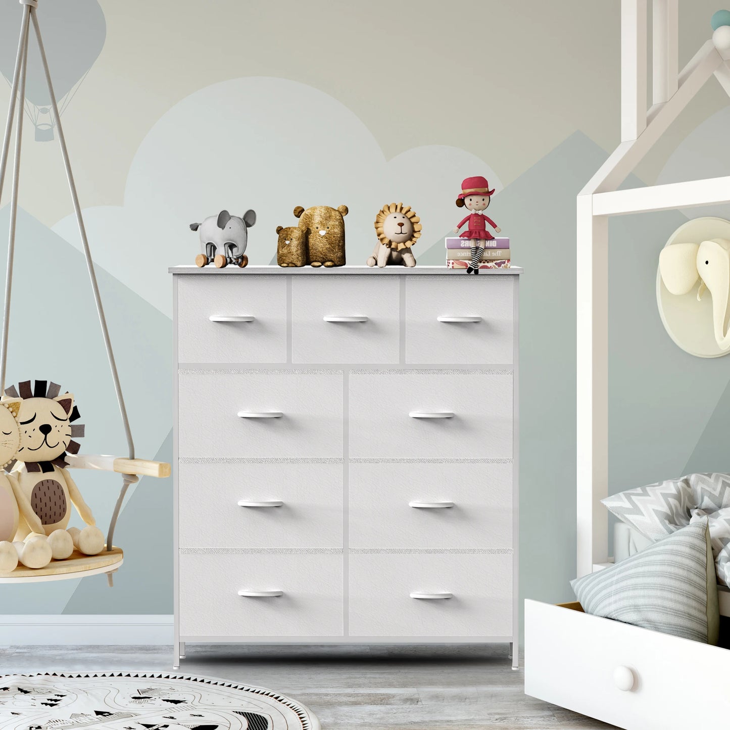JHK 9-Drawer Fabric Dresser – Tall Bedroom Storage Organizer for Clothes & Closet
