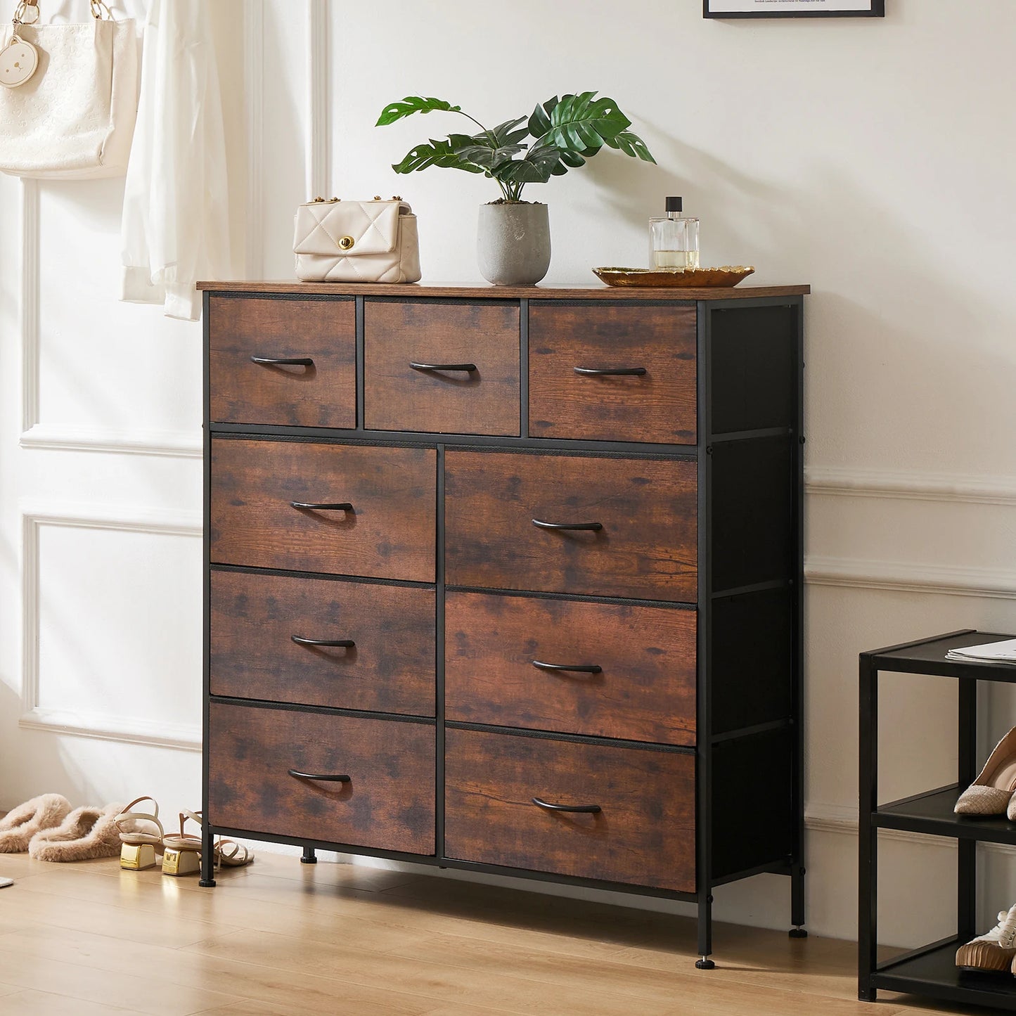 JHK 9-Drawer Fabric Dresser – Tall Bedroom Storage Organizer for Clothes & Closet