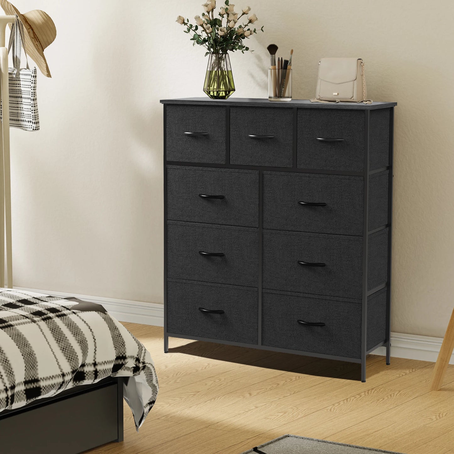 JHK 9-Drawer Fabric Dresser – Tall Bedroom Storage Organizer for Clothes & Closet