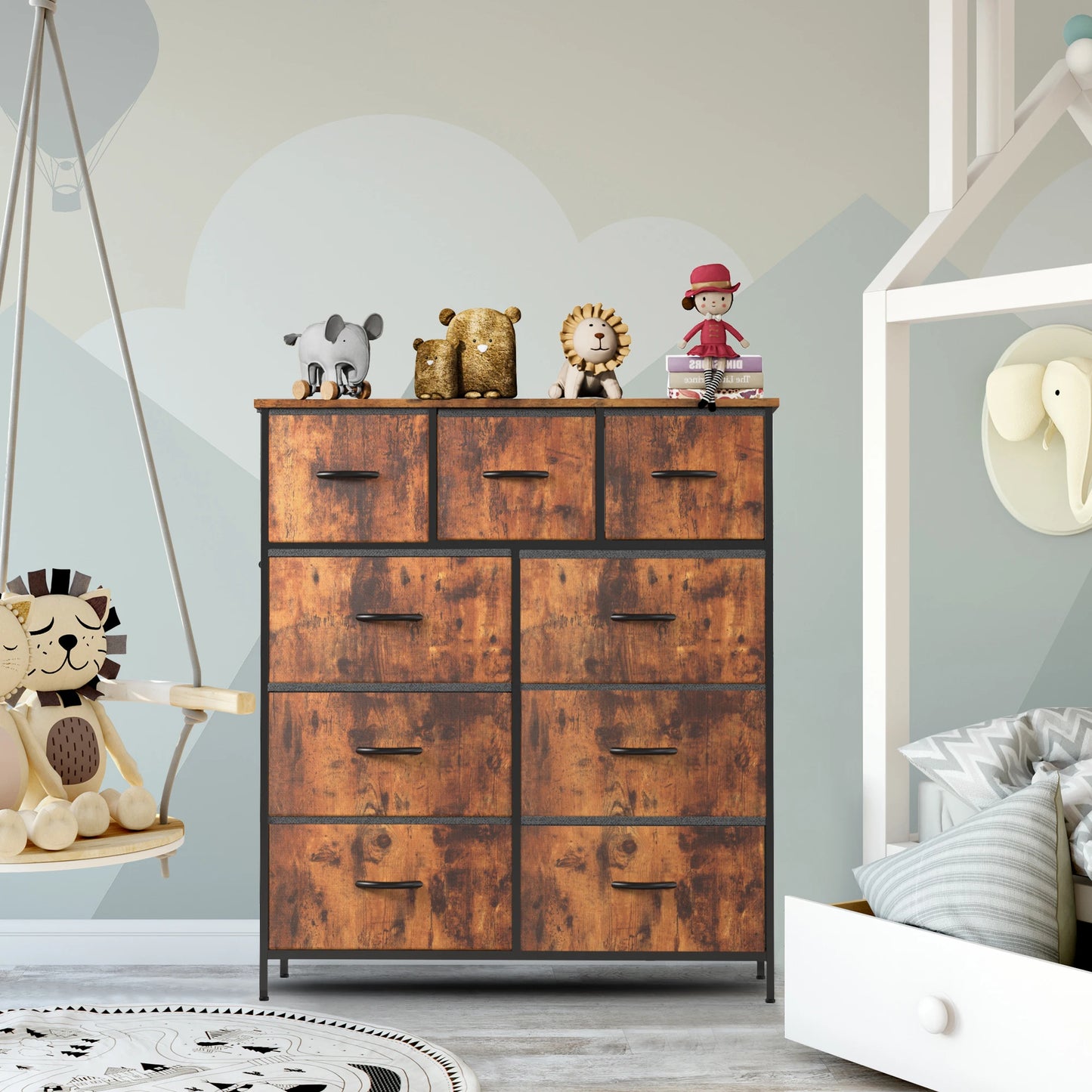 JHK 9-Drawer Fabric Dresser – Tall Bedroom Storage Organizer for Clothes & Closet