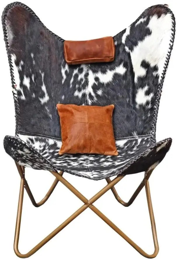 Handcrafted Leather Butterfly Chair Cover, Original Hide Indian Bkf,Cowhide Leather Chair Cover (Chair Cover Only, Size