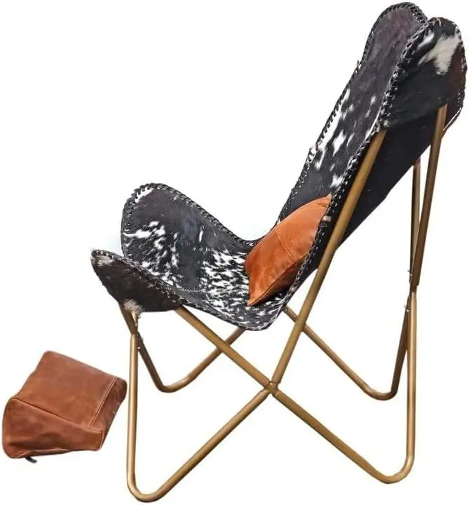 Handcrafted Leather Butterfly Chair Cover, Original Hide Indian Bkf,Cowhide Leather Chair Cover (Chair Cover Only, Size