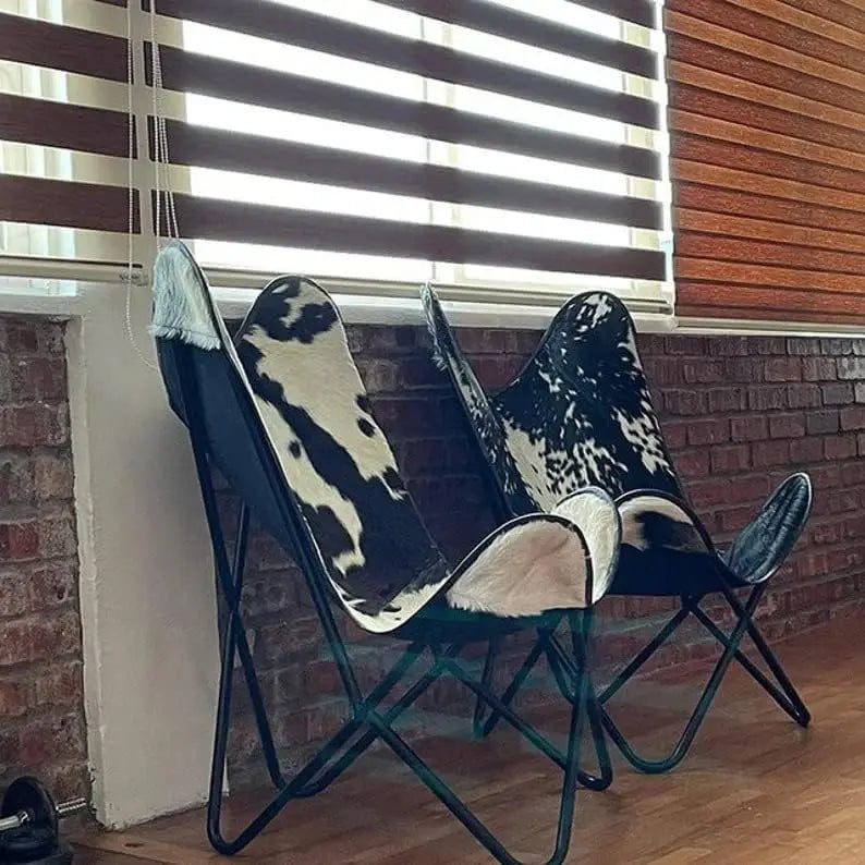 Handcrafted Leather Butterfly Chair Cover, Original Hide Indian Bkf,Cowhide Leather Chair Cover (Chair Cover Only, Size